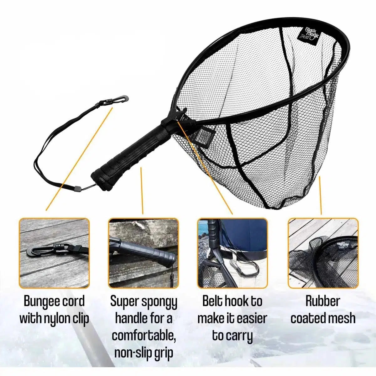 Black Magic Short Handle Net with Belt/Bungee Clip-Nets-Black Magic-Fishing Station