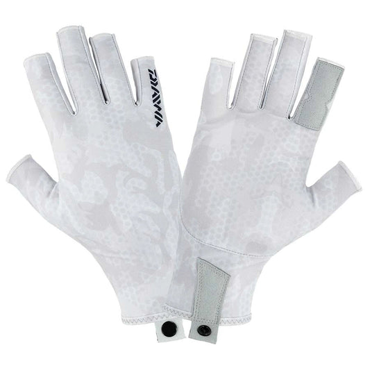 Daiwa UPF Pro Sun Glove-Gloves-Daiwa-White Hex Camo-XXL-Fishing Station