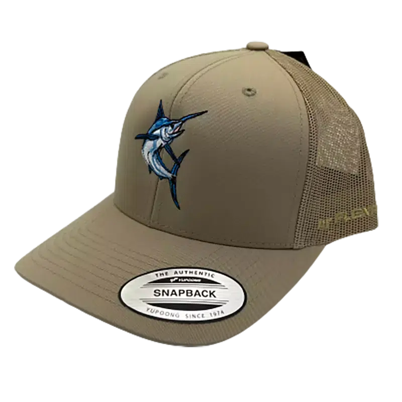 Fishing Station 6606 Classic Retro Trucker Hat-Hats & Headwear-Fishing Station-Khaki - Blue Marlin-Fishing Station