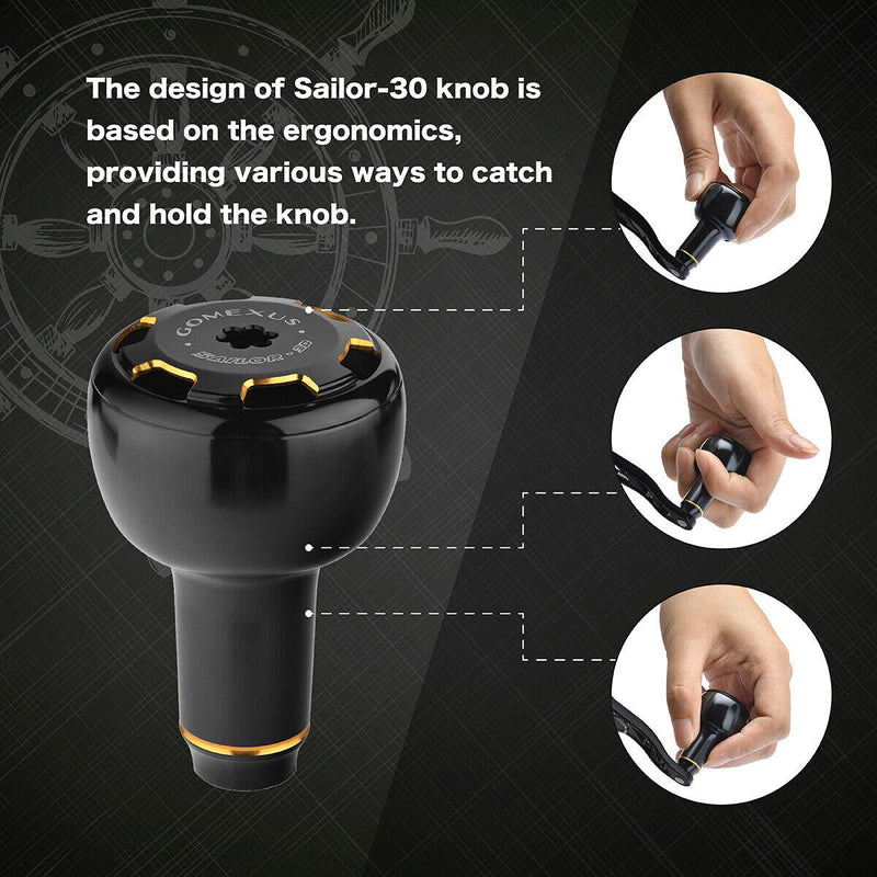 Load image into Gallery viewer, Gomexus Aluminum Light Power Knob AS30-Reels - Spares & Custom Parts-Gomexus-Black & Gold-Fishing Station