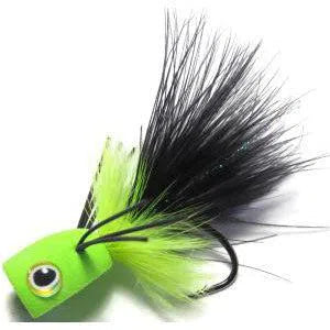 Load image into Gallery viewer, OLD H2O Bass Popping Bug Fly-Lure - Saltwater Fly-H20-Chartreuse Black-Fishing Station