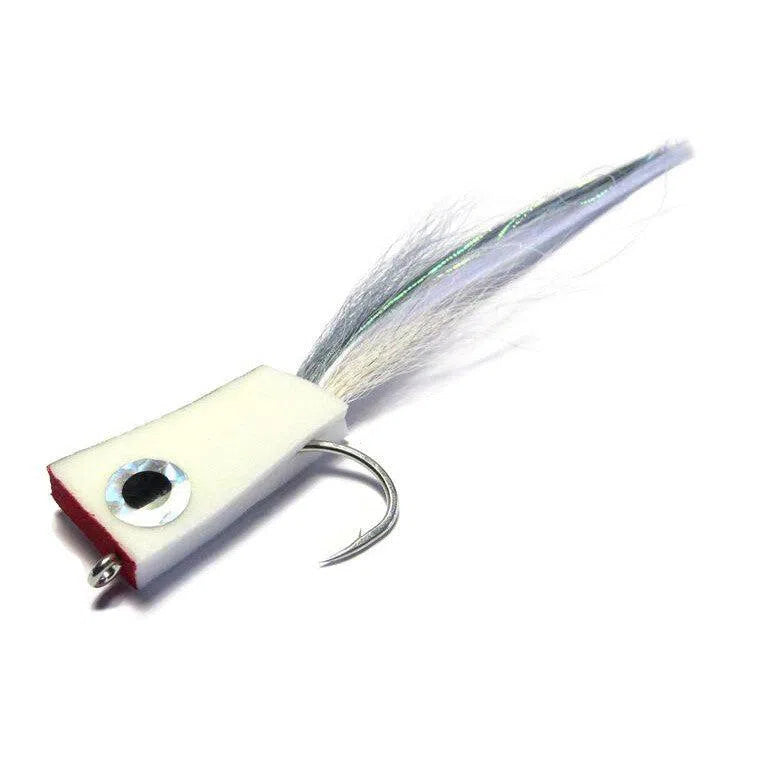 H2O NYAP Popper Fly-Lure - Saltwater Fly-H20-White-White Tail-Size #2/0-Fishing Station