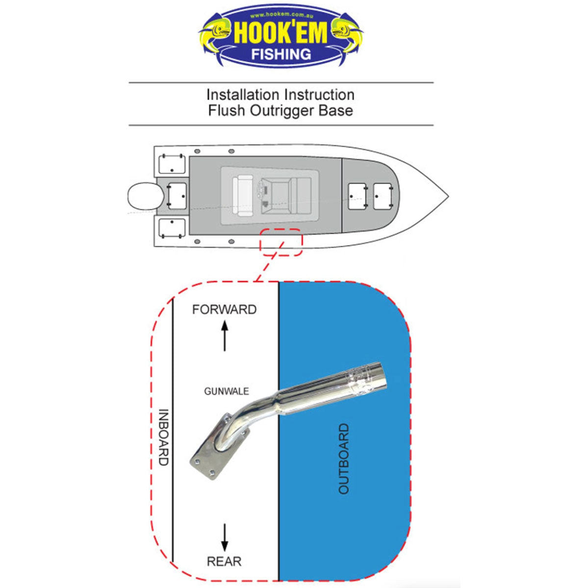 Hookem Fibreglass Outrigger Pole with Storage Bag-Outriggers & Accessories-Hookem-Flush Mount-2 x 11ft 2 pc poles-Fishing Station