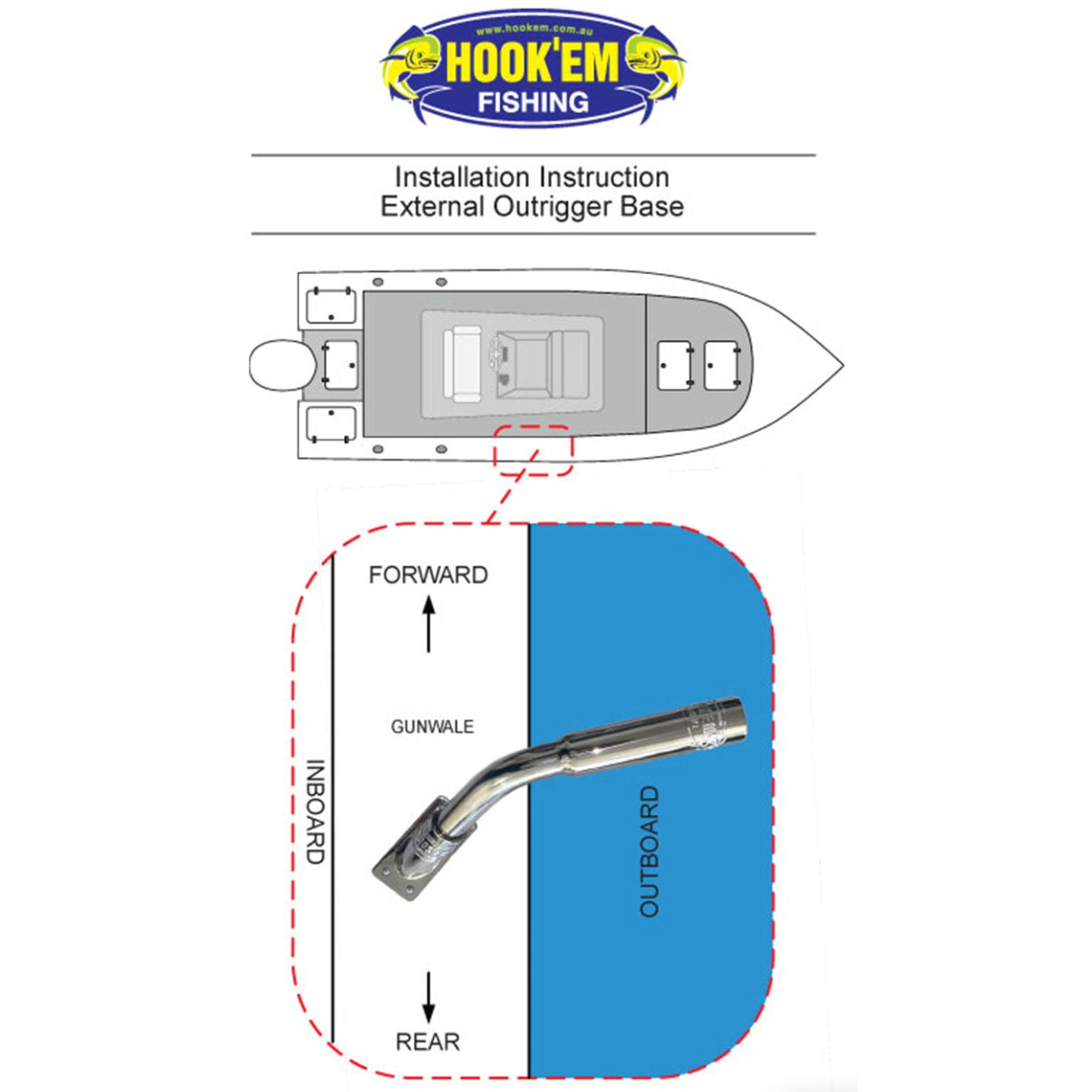 Hookem Fibreglass Outrigger Pole with Storage Bag-Outriggers & Accessories-Hookem-Flush Mount-2 x 11ft 2 pc poles-Fishing Station