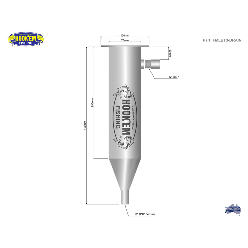Load image into Gallery viewer, Hookem Single Live Bait Tube Round Flush Mount with 3/4" Drain Fitting-Live Bait Tubes-Hookem-3"-Fishing Station