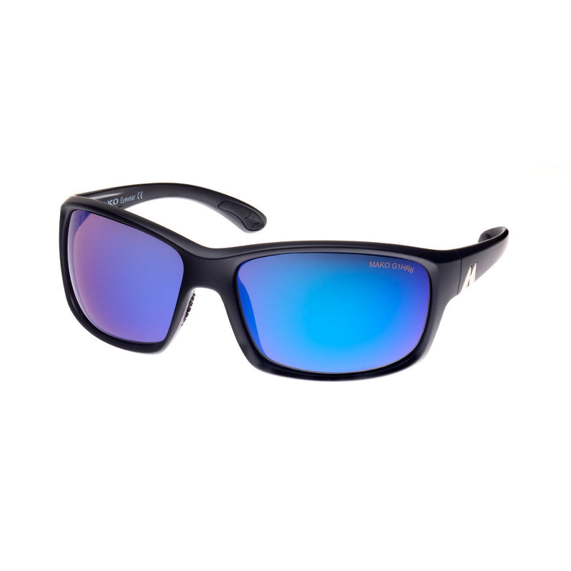 Load image into Gallery viewer, Mako Polarised Sunglasses - Edge-Sunglasses-Mako-Mt Blk Glass HDIR Blue Mirror (9604-M01-G1HR6)-Fishing Station