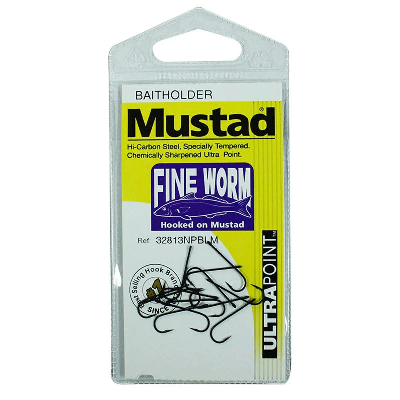 Load image into Gallery viewer, Mustad 32813NPBLM Fine Worm Hook - Pre Pack-Hooks - Single-Mustad-Size 10-Fishing Station