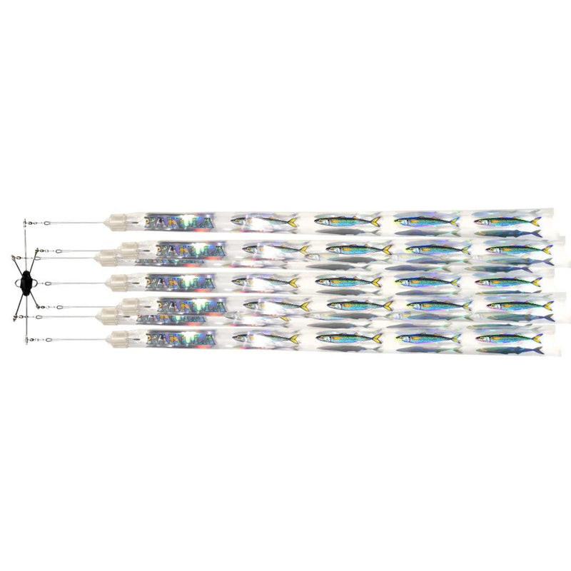 Load image into Gallery viewer, Pakula Stainless Steel Drop Bar - Triple Flash Strip Dredge Teaser-Teasers-Pakula-12" Dredge - Slimey-Fishing Station