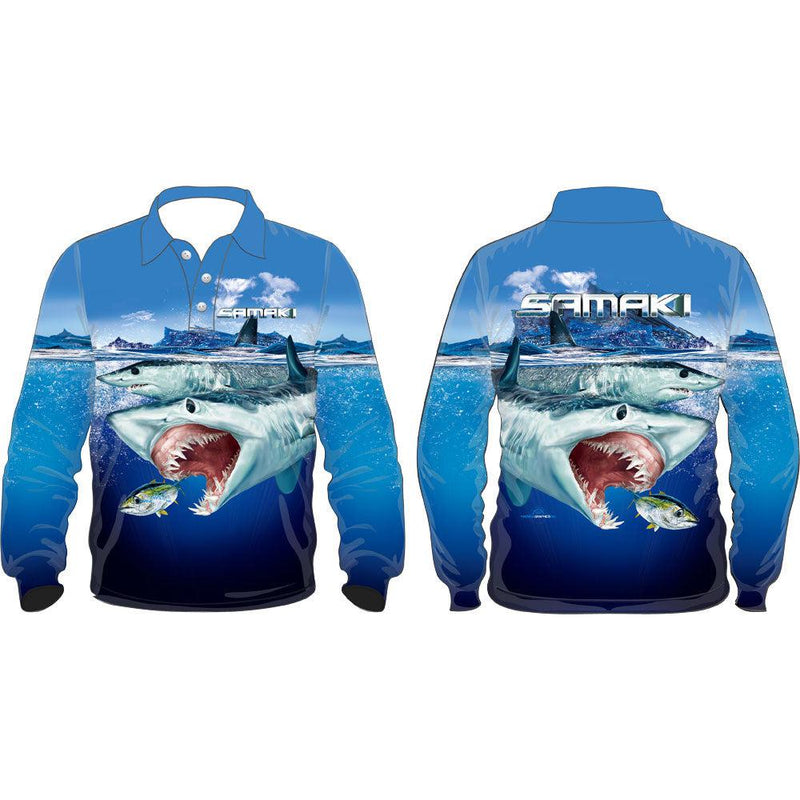 Load image into Gallery viewer, Samaki Mako Shark Long Sleeve Shirt - Kids-Shirts & T-Shirts-Samaki-Size 2-Fishing Station
