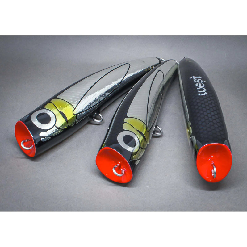 Load image into Gallery viewer, West Coast Poppers Dana Diving Poppers-Lure - Poppers, Stickbaits & Pencils-West Coast Poppers-90g-Black Foil-X-Fishing Station