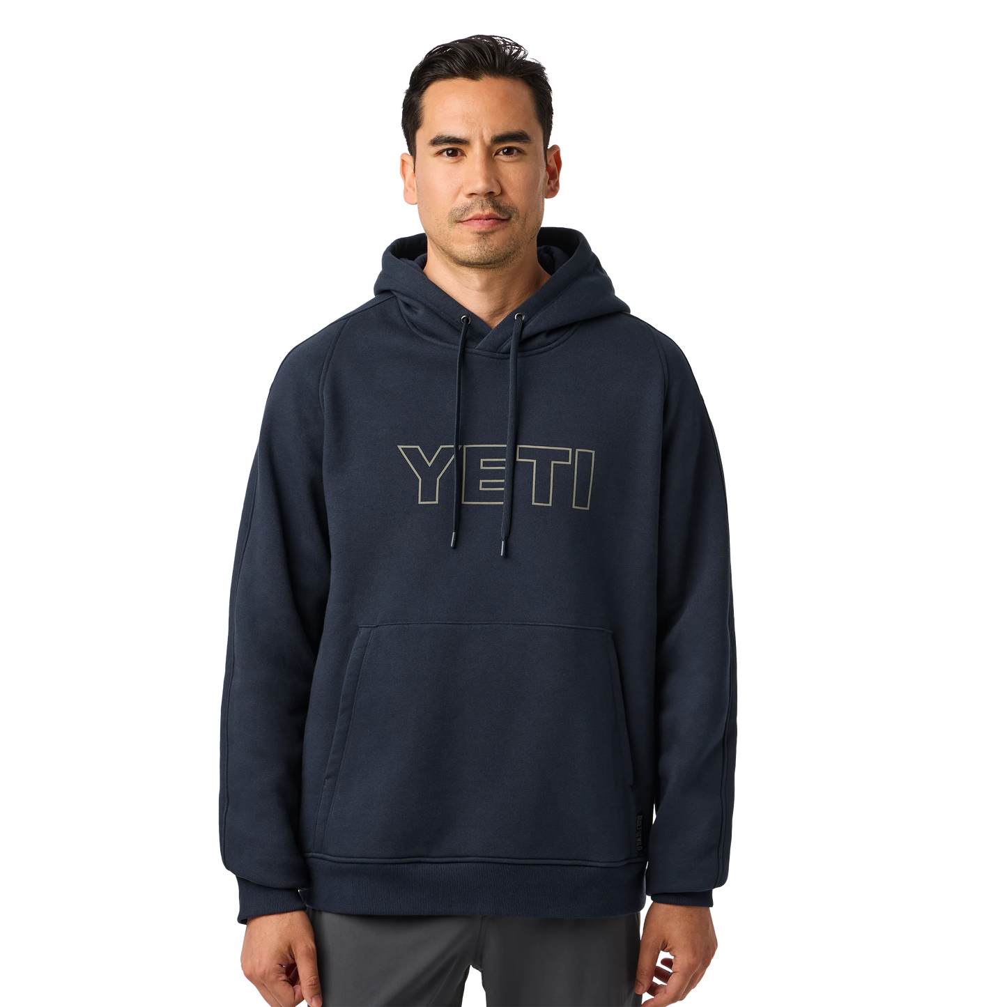 Yeti Logo Built For The Wild Fleece Hoodie Navy