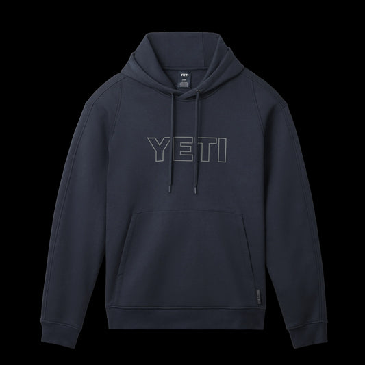 Yeti Logo Built For The Wild Fleece Hoodie Navy