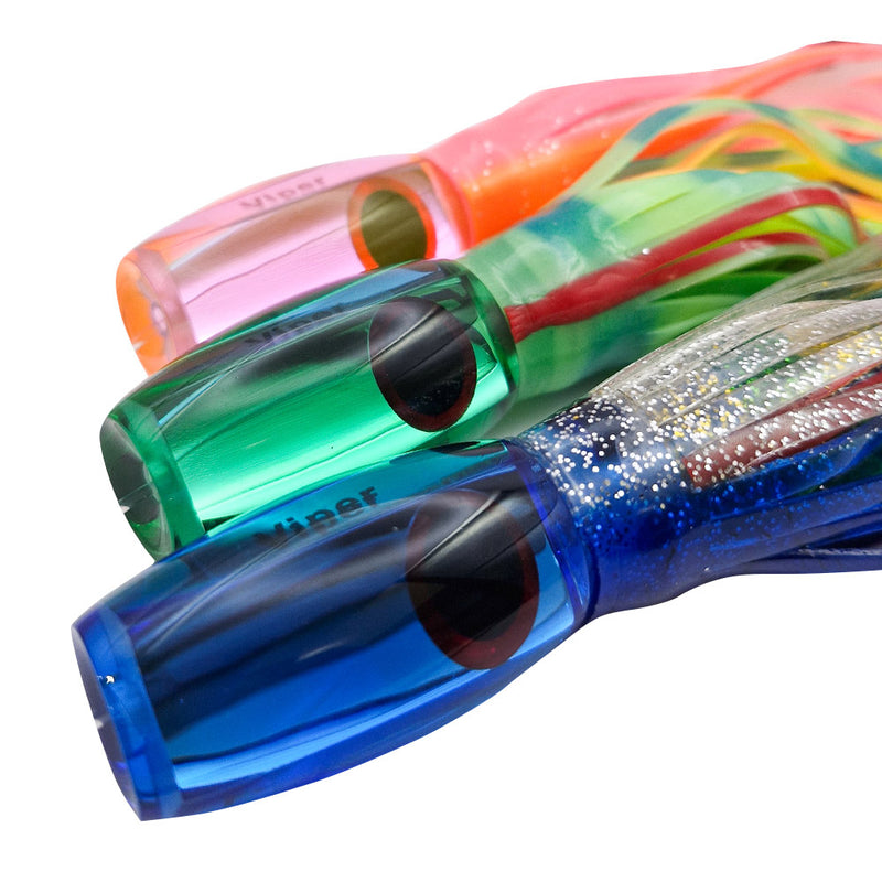 Load image into Gallery viewer, Fatboy Lures 8" Viper with Custom Single Hook Rig Skirted Trolling Lure