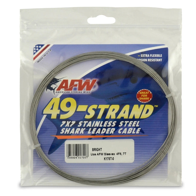 AFW 49 Strand Shark Leader Cable 30ft-Line - Wire-AFW-480lb 218kg-Bright-Fishing Station