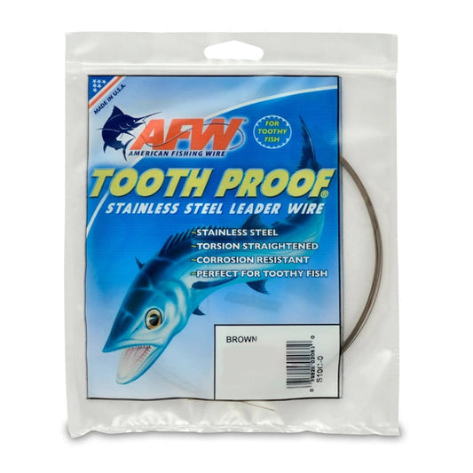 AFW Stainless Steel Tooth Proof Leader Wire 30ft-Line - Wire-AFW-27lb 12kg-Brown-Fishing Station