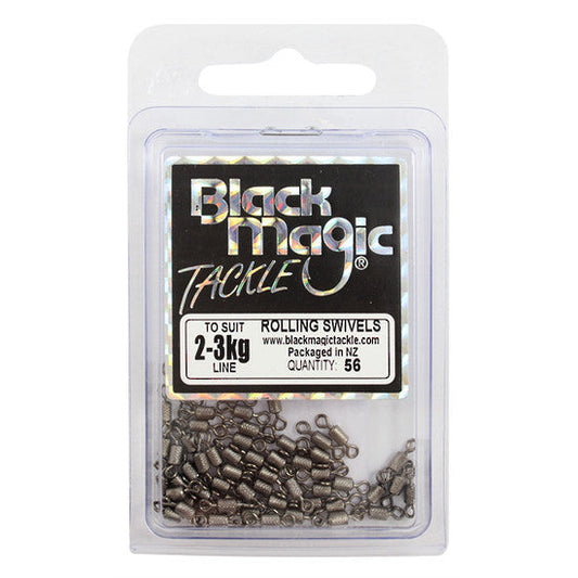 Black Magic Rolling Swivels Economy-Terminal Tackle - Swivels & Snaps-Black Magic-2-3kg - (56pc)-Fishing Station