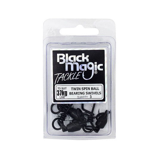 Black Magic Twin Spin Ball Bearing Swivels-Terminal Tackle - Swivels & Snaps-Black Magic-10kg-Fishing Station