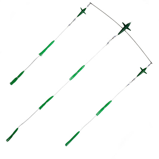 Black Pete Tournament Cable Spreader Bar with Triple Bird and Squid-Teasers-Black Pete-Green-Fishing Station