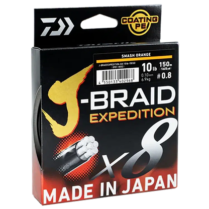 Daiwa J Braid Expedition x8 - 150m-Line - Braid-Daiwa-Orange-#0.6 8lb-Fishing Station