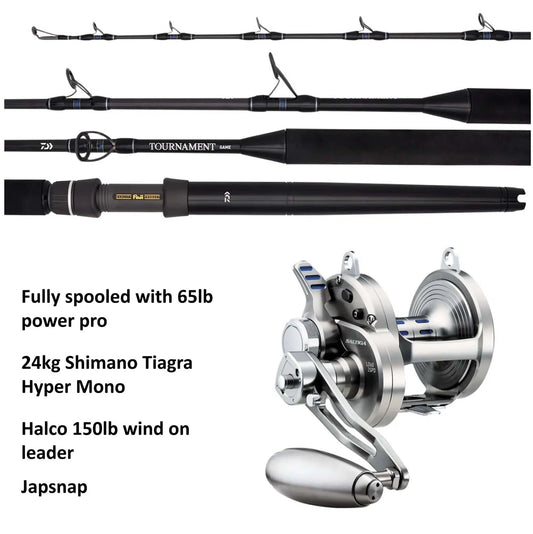 Shimano Tuna and Marlin Game Fishing 37kg Combo Tiagra and Switchbait