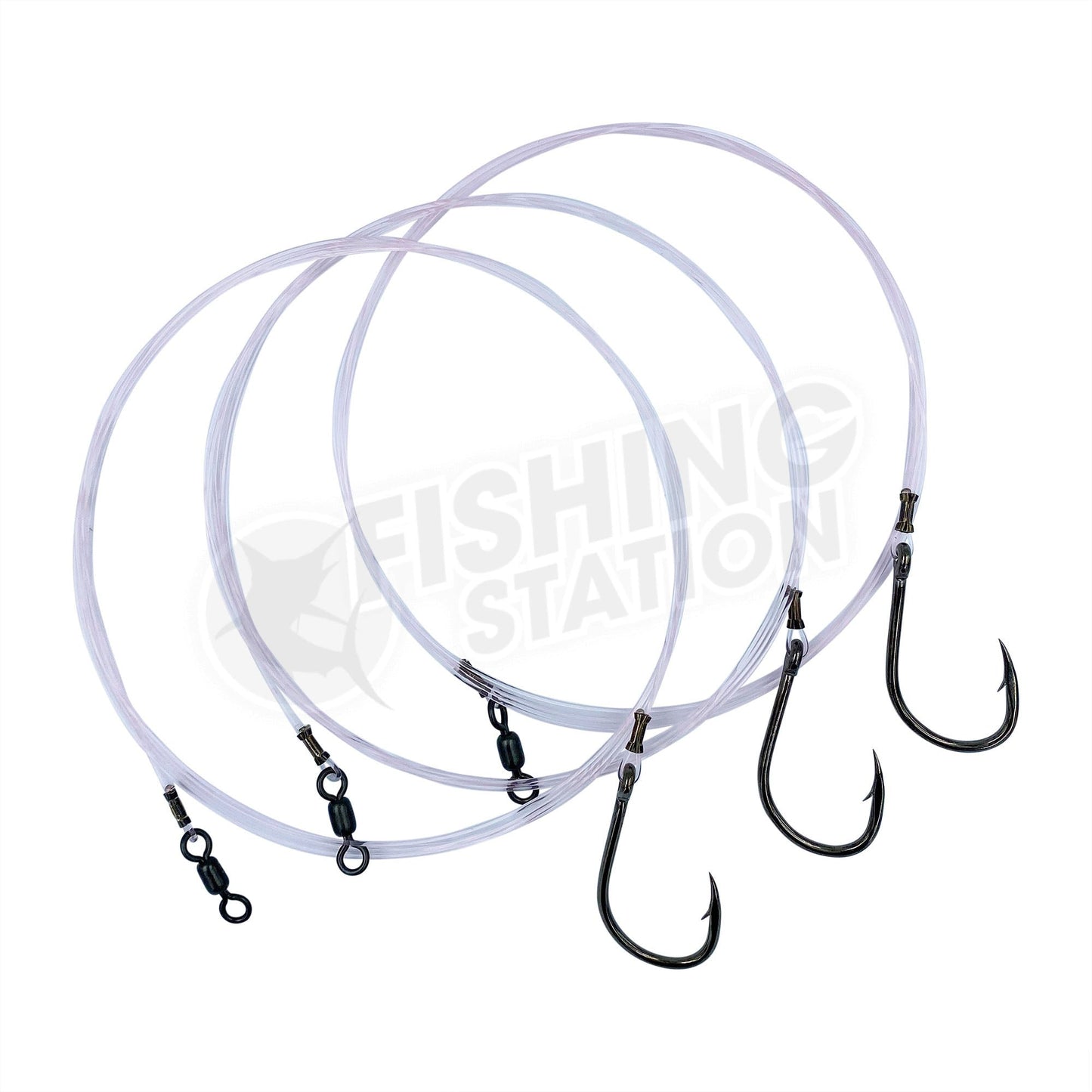 Fishing Station Fluoro J Hook Rig with Crane Swivel-Pre-Made Game Rigs-Fishing Station-80lb 8/0-Fishing Station