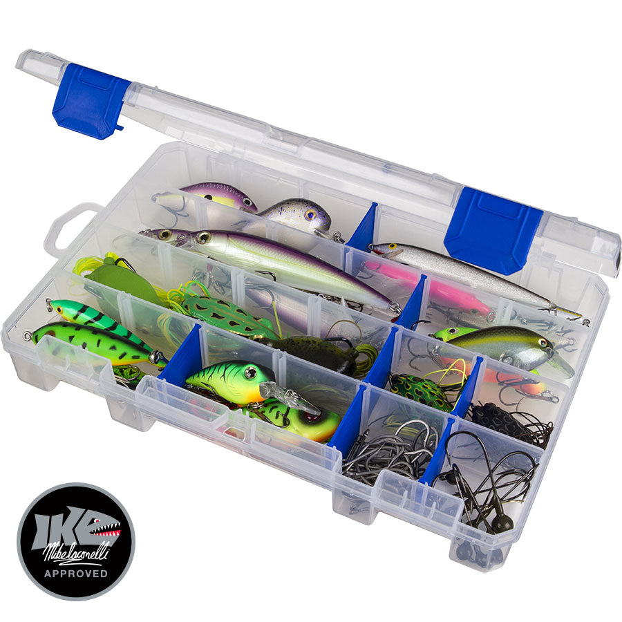 flambeau t5 pro multiloader tackle box Outdoors T5P Box, 7 Tuff Tainers, Blue Gold impact resistant lid and 4 line dispensing ports Flambeau IKE Multiloader Tackle Box