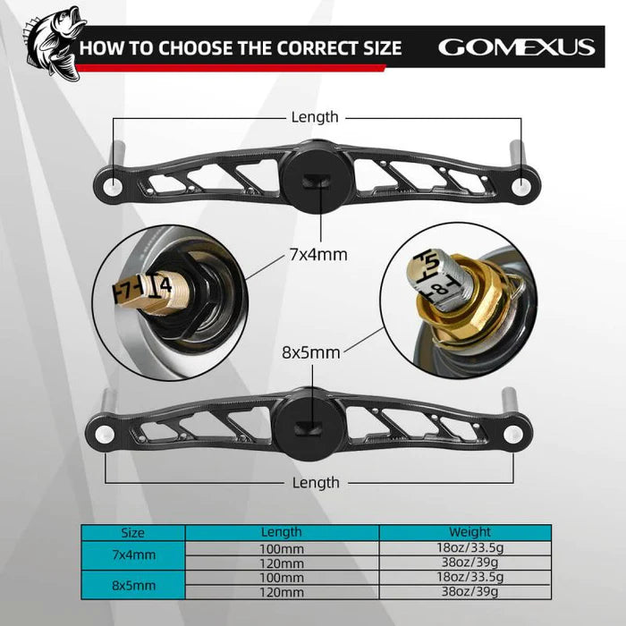 Gomexus Aluminium Handle for Baitcasting Reel with TPE Knob BDH-A27-Reels - Spares & Custom Parts-Gomexus-7x4mm 120mm Cork-Fishing Station