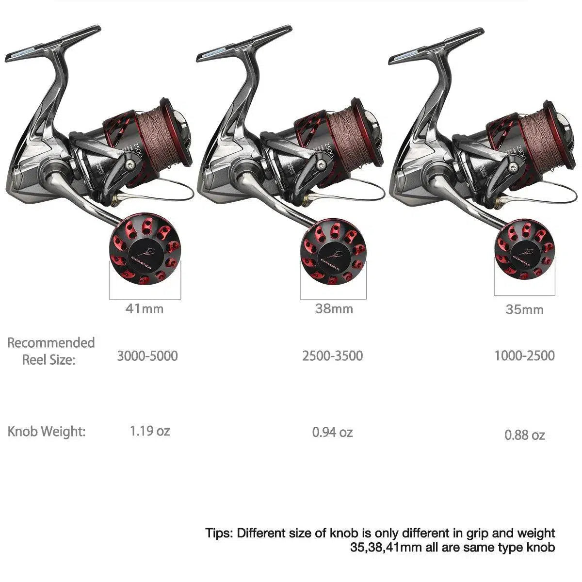 Gomexus CNC Aluminium Reel Power Knob-Reels - Spares & Custom Parts-Gomexus-Black-41mm-Fishing Station