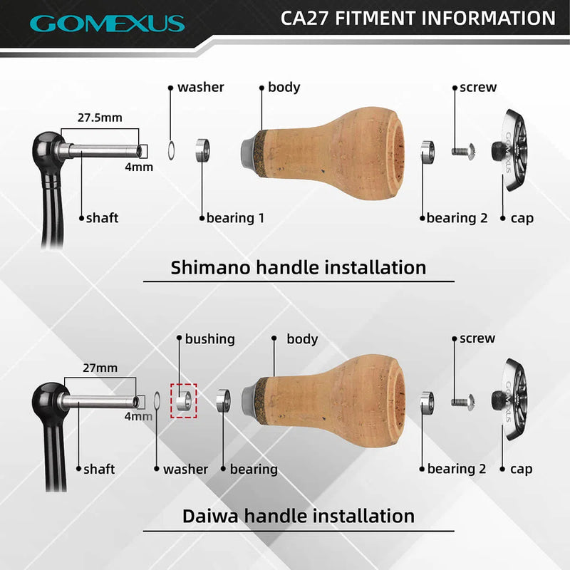 Load image into Gallery viewer, Gomexus Cork Reel Power Knob 27mm CA27-Reels - Spares &amp; Custom Parts-Gomexus-Silver Black-Fishing Station
