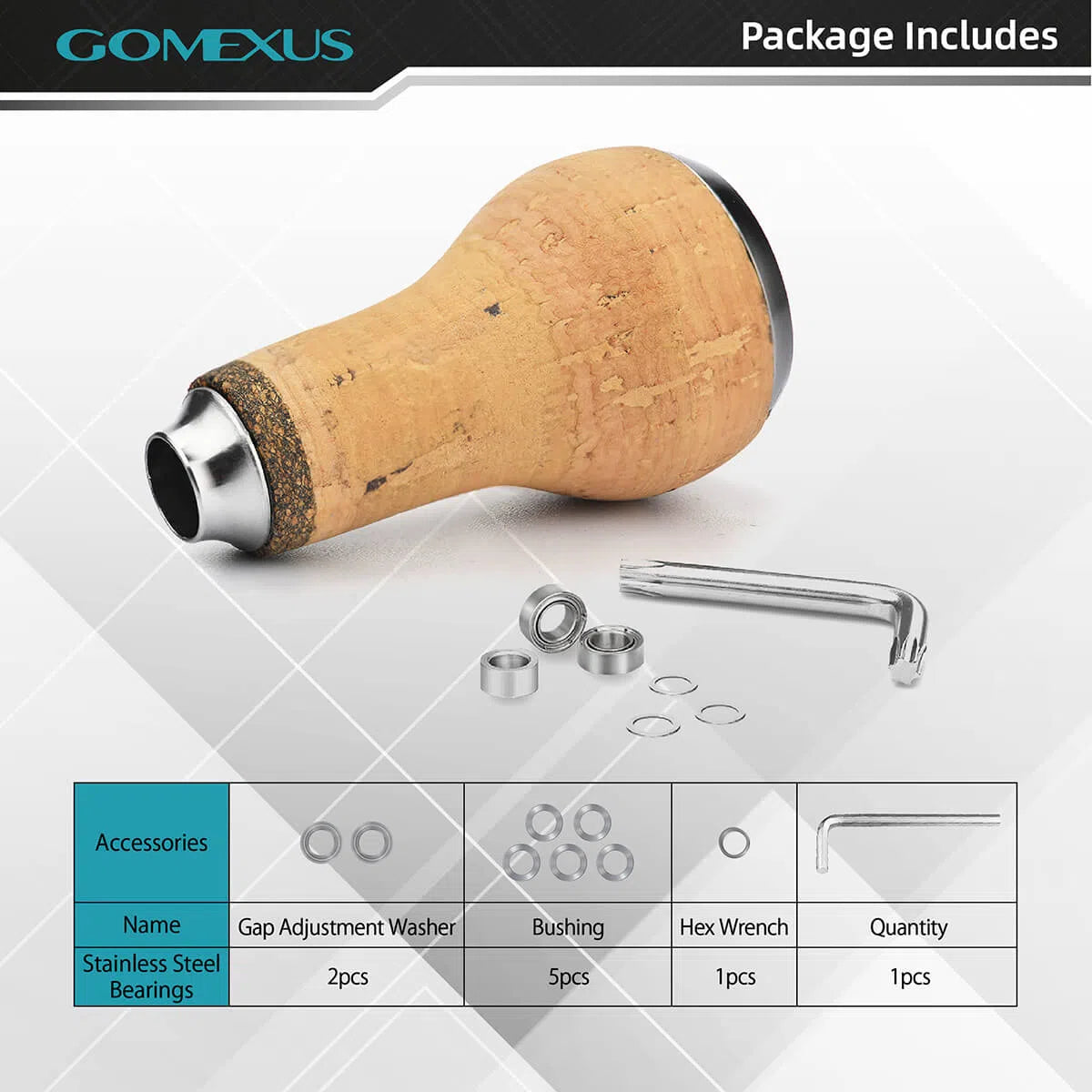 Gomexus Cork Reel Power Knob 27mm CA27-Reels - Spares & Custom Parts-Gomexus-Silver Black-Fishing Station