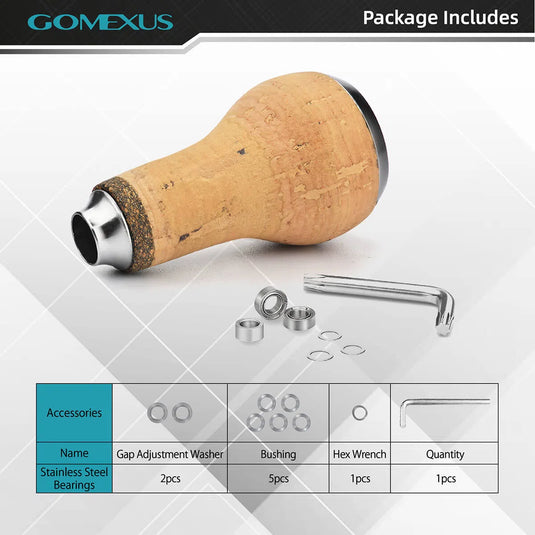 Gomexus Cork Reel Power Knob 27mm CA27-Reels - Spares & Custom Parts-Gomexus-Silver Black-Fishing Station
