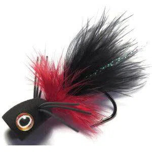 OLD H2O Bass Popping Bug Fly-Lure - Saltwater Fly-H20-Black & Red-Fishing Station