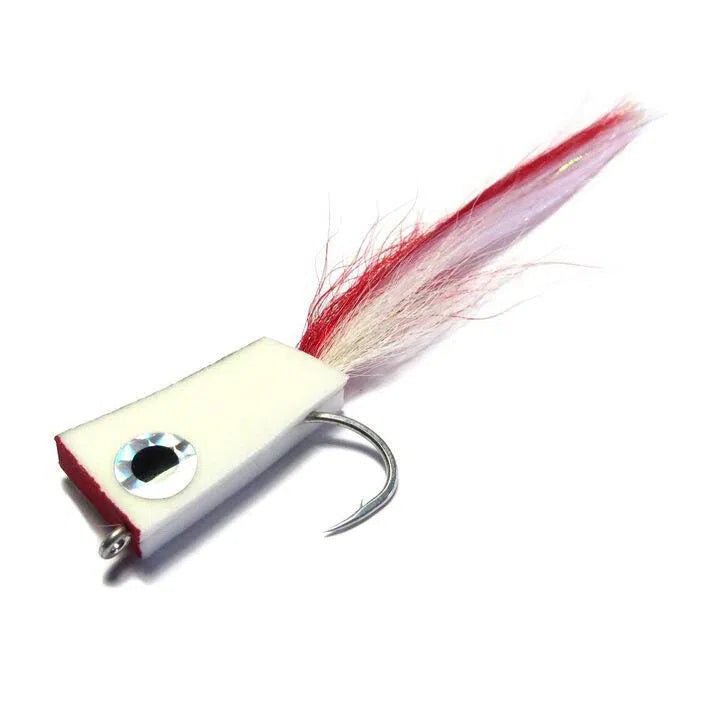 H2O NYAP Popper Fly-Lure - Fly-H20-White-Red Tail-Size #6/0-Fishing Station