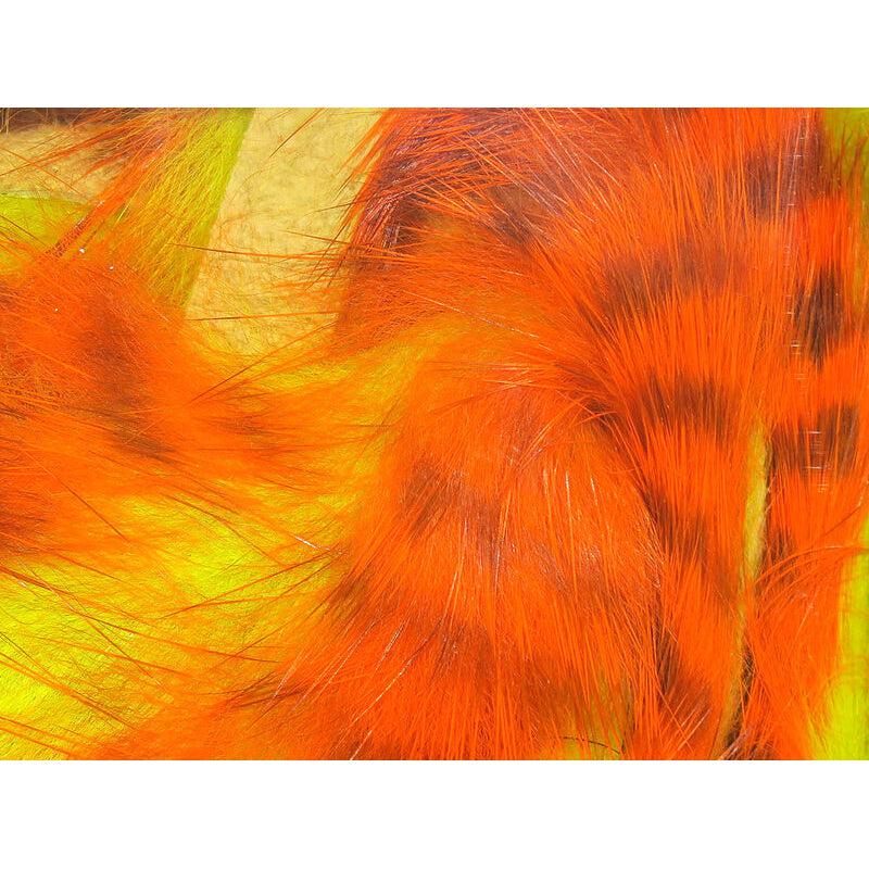 Hareline Tiger Barred Magnum Rabbit Strips-Fly Fishing - Fly Tying Material-Hareline Dubbin LLC-Orange Black over Fl Yellow Chartreuse-Fishing Station