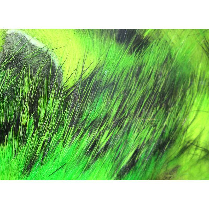 Hareline Tiger Barred Rabbit Strips-Fly Fishing - Fly Tying Material-Hareline Dubbin LLC-Mahi Green/Black over Chartreuse-Fishing Station