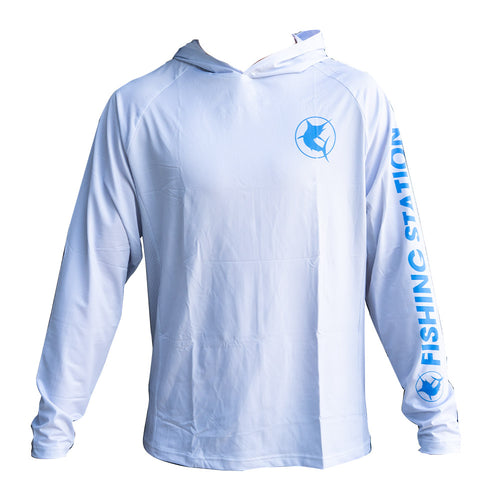 Fishing Station Hooded Performance Shirt - Ice Grey