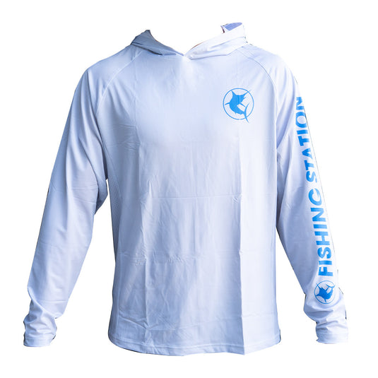 Fishing Station Hooded Performance Shirt - Ice Grey