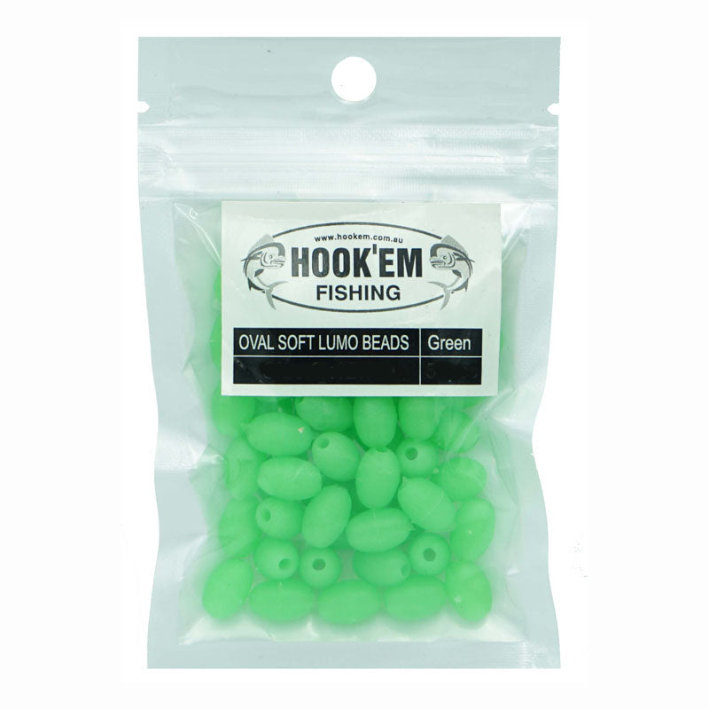 Hookem Oval Soft Lumo Beads Green-Terminal Tackle - Beads & Tubing-Hookem-5x8mm (150pcs)-Fishing Station