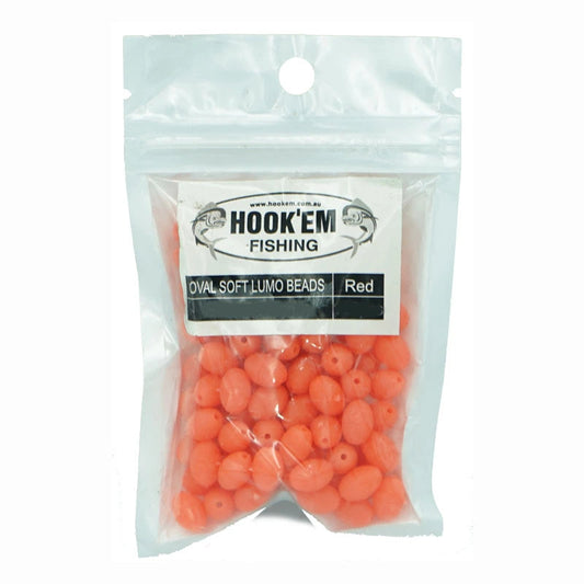 Hookem Oval Soft Lumo Beads Red-Terminal Tackle - Beads & Tubing-Hookem-4 x 6mm - (100pc)-Fishing Station