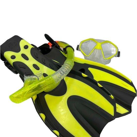 Land & Sea Porpoise Silicone Snorkel Set-Snorkelling & Spearfishing-Land & Sea-Yellow-S-M-Fishing Station