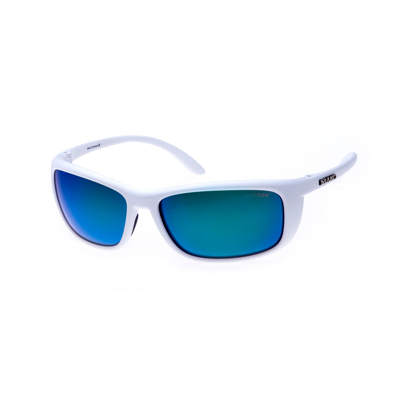 Load image into Gallery viewer, Mako Polarised Sunglasses - Blade-Sunglasses-Mako-Mt Wht Glass HD Green Mirror Rose (9569-M80-G2H5)-Fishing Station
