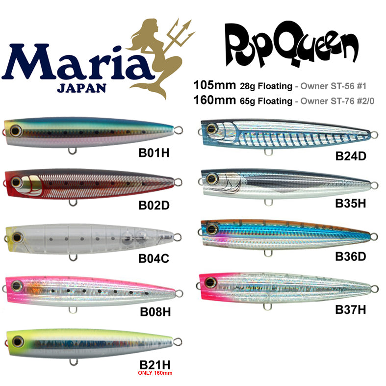 Maria Pop Queen 160mm 65g Popper Lure-Lure - Poppers, Stickbaits & Pencils-Maria-Neon Red - B55D-Fishing Station