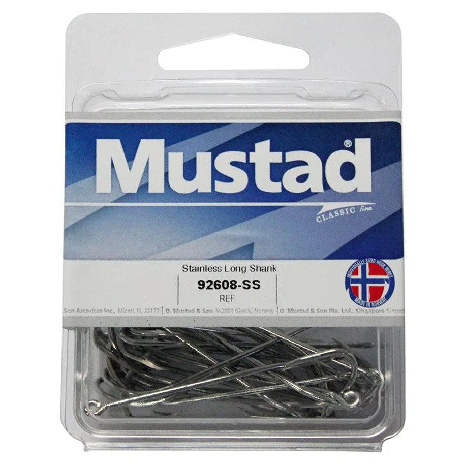 Mustad 92608 Beak Stainless Steel Long Shank - Box-Hooks - Single-Mustad-Size 10 - 50pcs-Fishing Station