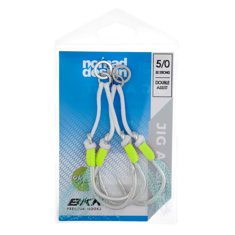 Load image into Gallery viewer, Nomad Design Jig Assist Hooks - Double 5X Strong Chartreuse
