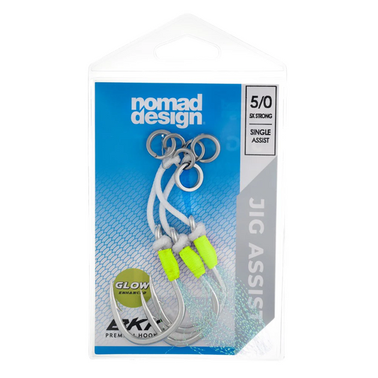 Nomad Design Jig Assist Hooks - Single 5X Strong Chartreuse