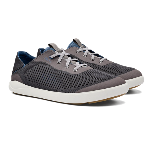 OluKai Moku Pae Mens Boat Shoes-Footwear-Olukai-Pavement / Vintage Blue-US 8-Fishing Station