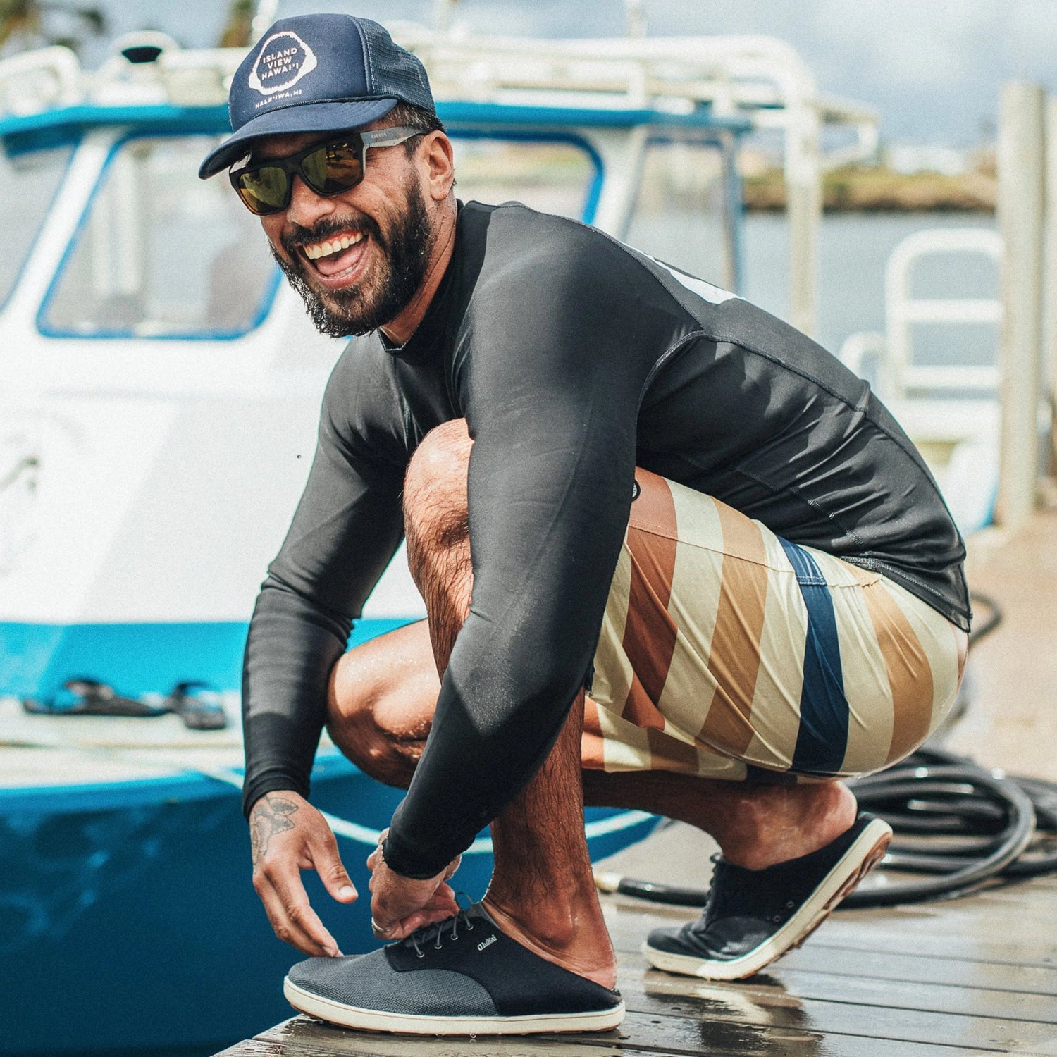 OluKai Nohea Moku Mens Sneakers Fishing Station