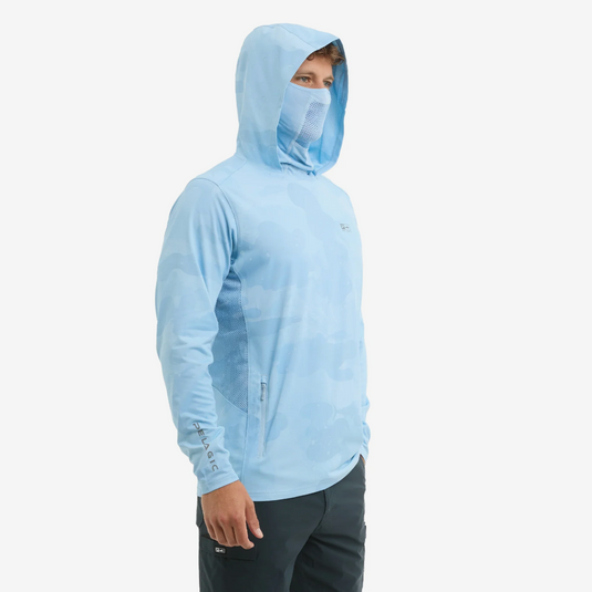 Pelagic Exo Tech Hooded Fishing Shirt - Brush Camo