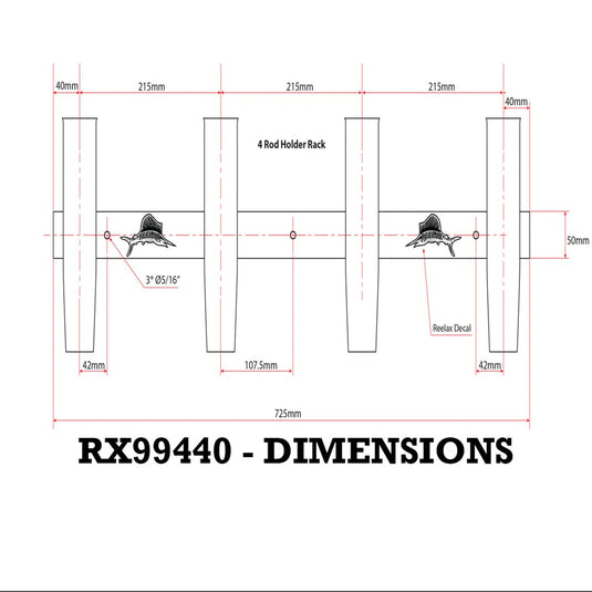 Reelax Stainless Steel 4 Rod Coaming Rack-Rod Holders-Reelax-Polished Stainless Steel-Fishing Station