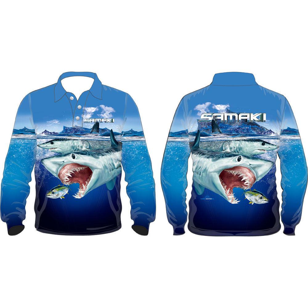 Samaki Mako Shark Long Sleeve Shirt - Kids-Shirts & T-Shirts-Samaki-Size 2-Fishing Station